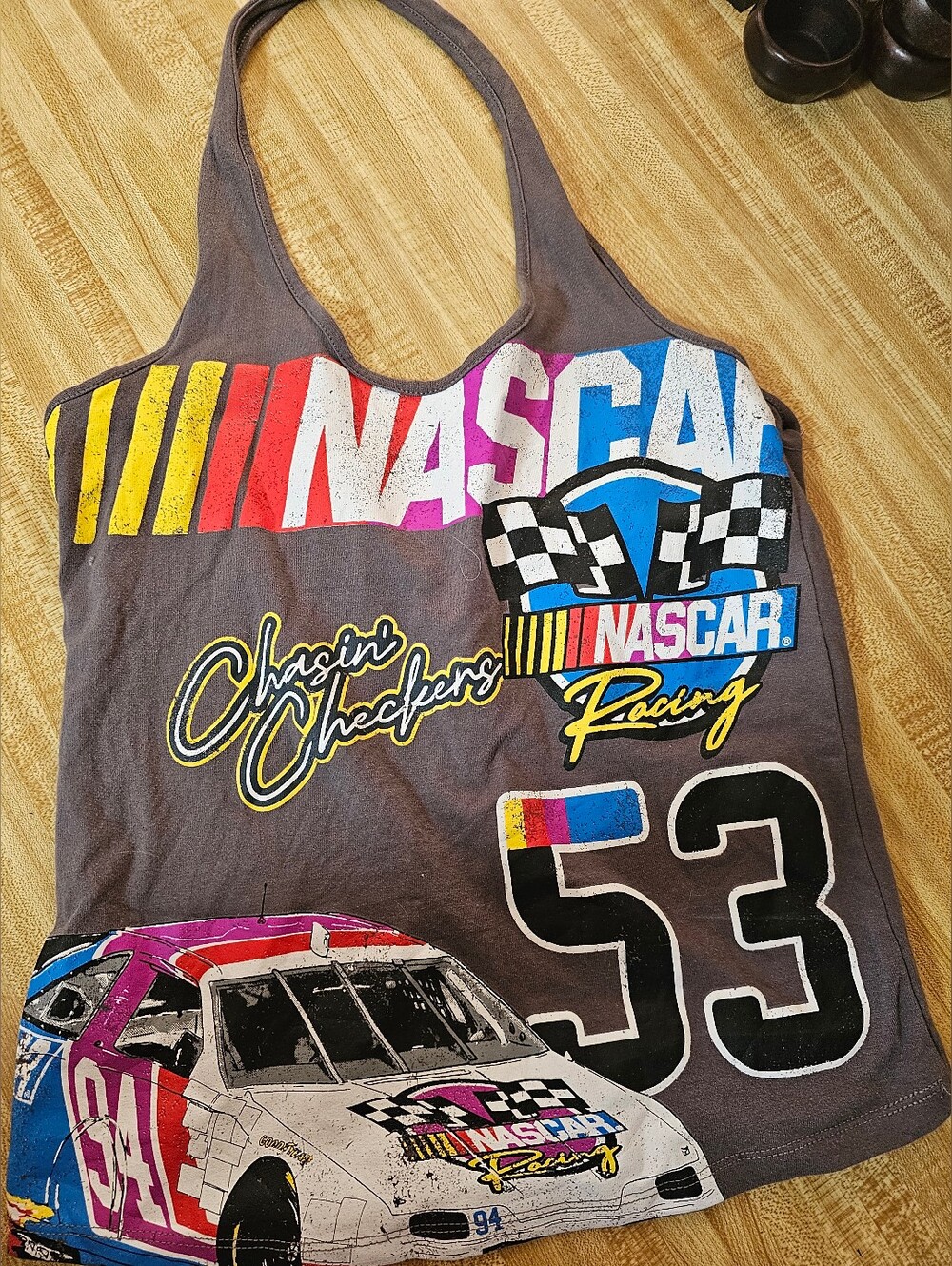 NASCAR Racing XL RUNS X-SMALL Juniors Halter Tank Top Graphic 53 94 Checkered